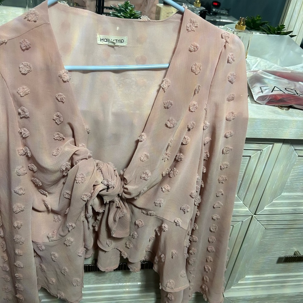 Main Strip Blush Textured Women's Blouse